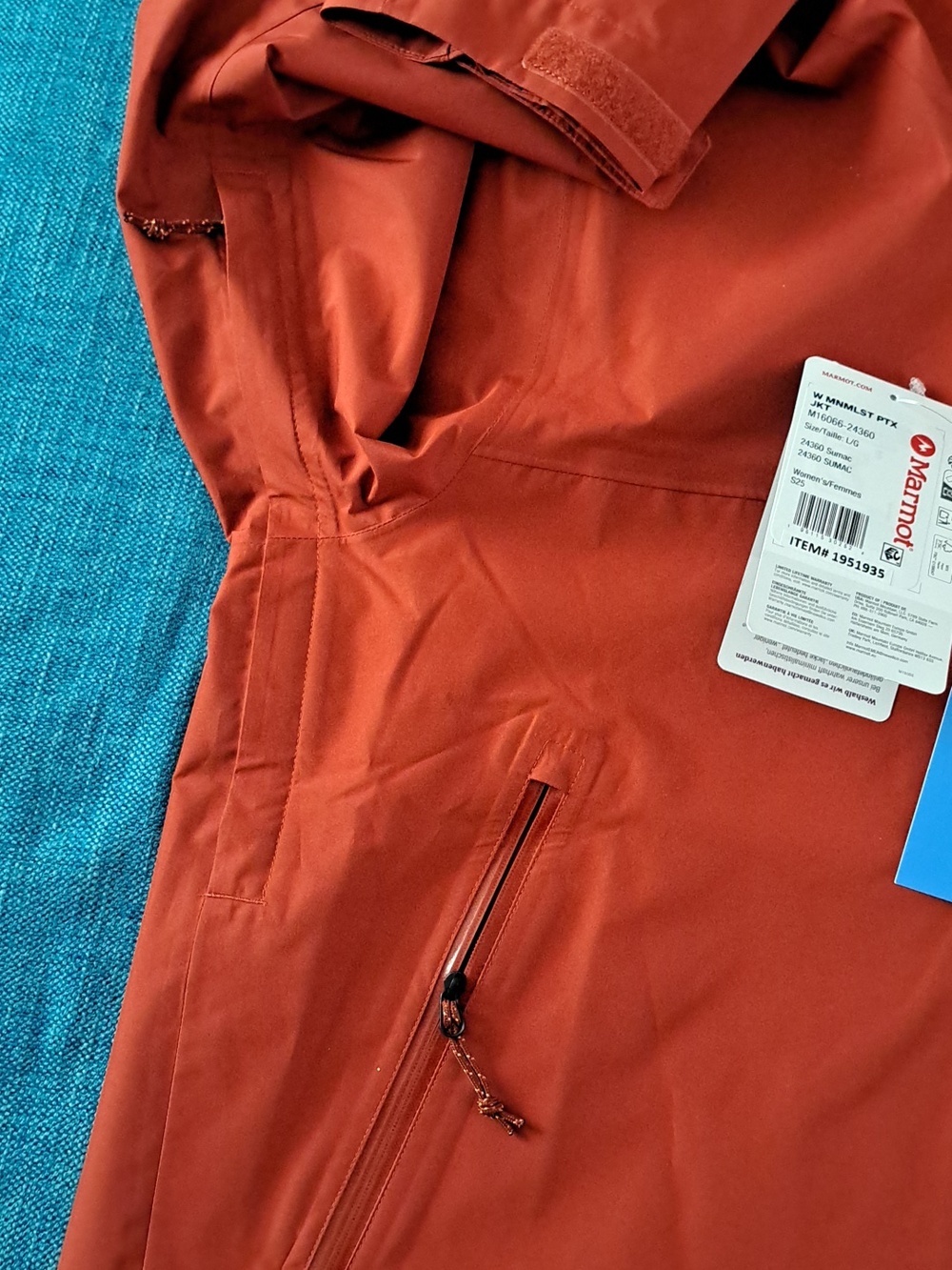 Marmot women's Rust-Red Hooded Rain Shell New Size Large. - Picture 5 of 9